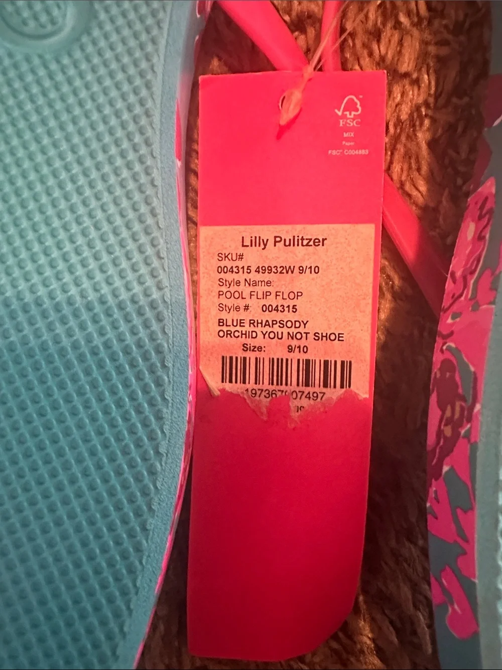 NWT Lilly Pulitzer blue rhapsody orchid flip flop - Picture 6 of 6